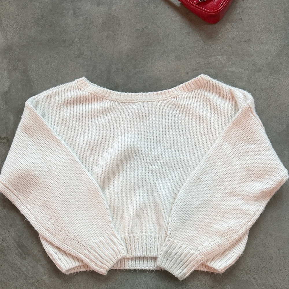 Hollister Women's Soft Cream knit off the shoulder Sweater